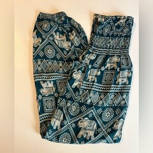 Green Elephant print, Harem Pants
